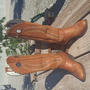 Olathe Buckaroo Cowboy Boots Sz 9E 16" Tops 2.5" Slope Back Riding Spur Heel
